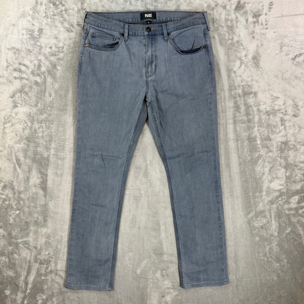 Paige Federal Slim Straight Jeans Men's Size 33x29 Blue Gray Stretch Denim